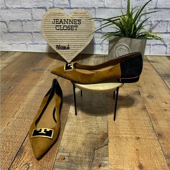 TORY BURCH- Women's Gigi Pointed Toe Color-Block Flats Size 9 - Picture 1 of 11